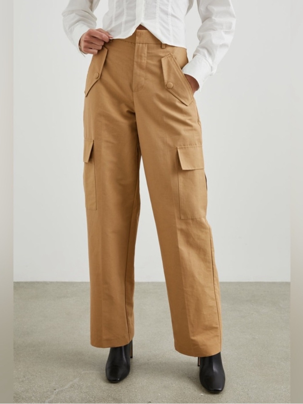 Rails Women’s Daley Cotton Linen Wide Leg Cargo Pants In Camel‎ size 4 Neutral